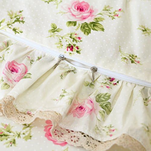 FADFAY Rosette Floral Duvet Cover Set for Girls 3 Piece Twin