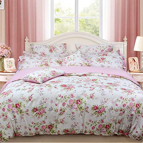 FADFAY Shabby Rose Duvet Cover Set Twin XL 5Pcs 1