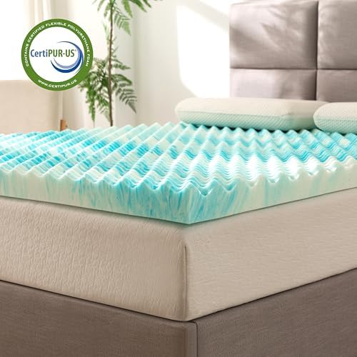 Elegant Comfort 3 Inch Memory Foam Mattress Topper - Blue Swirl