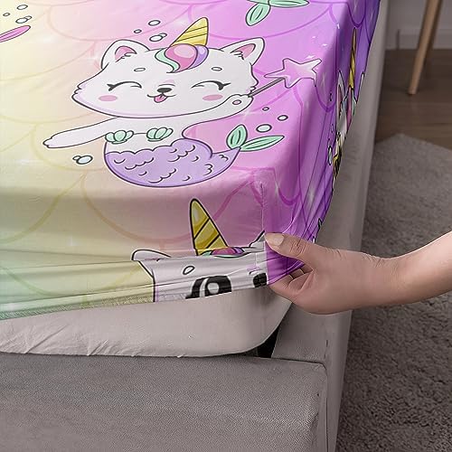 Axolotl Kawaii Unicorn Cat Sheet Set Twin