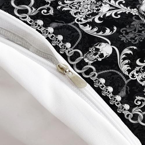 AILONEN Goth Skull Duvet Cover Set Queen Size 3-Piece
