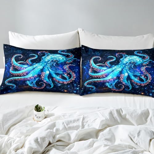 Feelyou Octopus Bed Sheet Set Ocean Kraken Print Twin Size