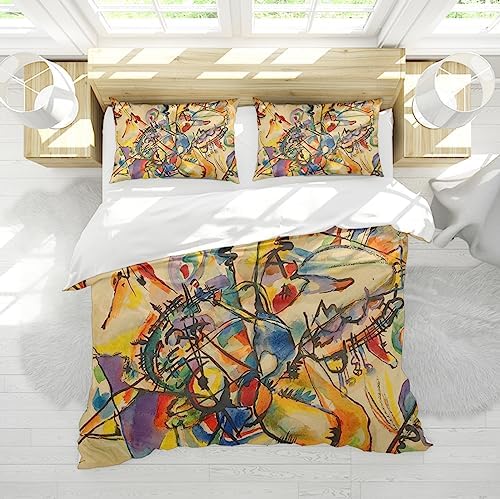 HOBBOY Cartoon Graffiti Kandinsky Duvet Cover Set with Zipper and 2 Pillowcases