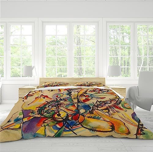 HOBBOY Cartoon Graffiti Kandinsky Duvet Cover Set with Zipper and 2 Pillowcases