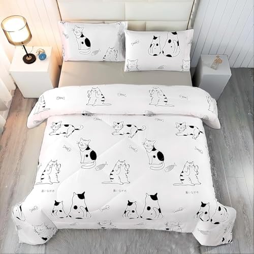 SDY 3PCS Queen Size Cat Comforter Set with Pillowcases 1