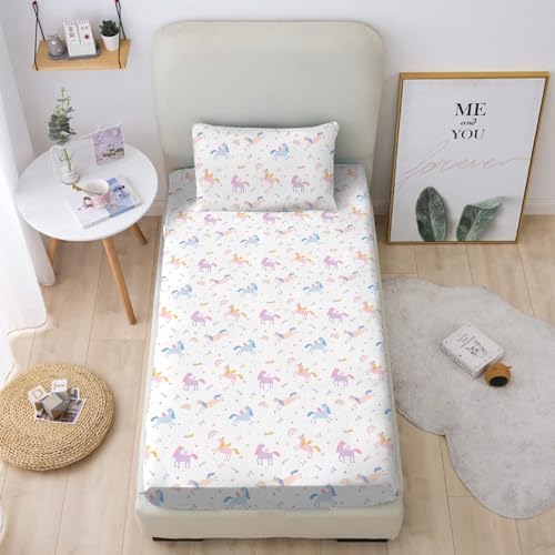 MUSOLEI Unicorn Fitted Sheet Set for Kids