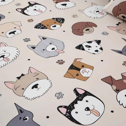 SDY 4PCS Dog Bedding Sheets Set Twin Size Kawaii Pattern