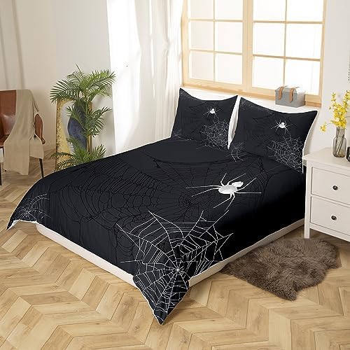 Feelyou Halloween Spider Web Duvet Cover Set Twin Size