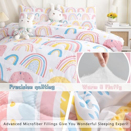 BEDMUST Kids Rainbow Comforter Set - 3PCS Twin Size