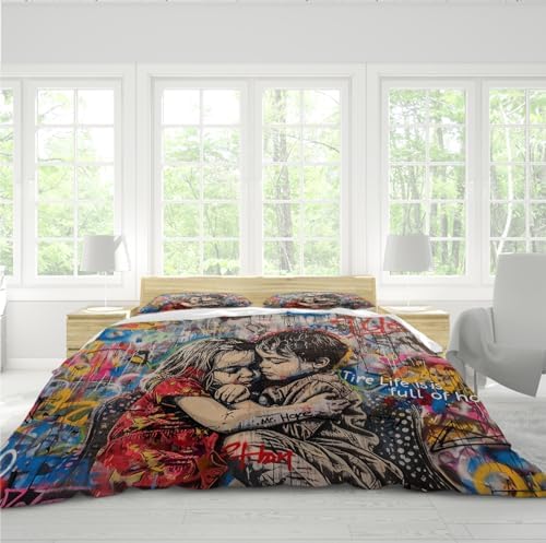 HOBBOY Cute Boy Girl Duvet Cover Set 3 Piece Twin XL