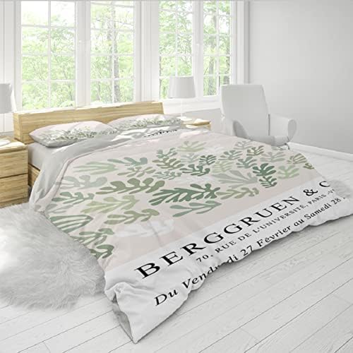 HOBBOY Green Plant Pattern Duvet Cover Set 3 Piece Twin XL