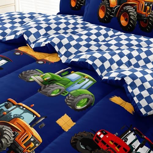 Leaflin Tractor Bedding Set for Kids - 5 Piece Twin