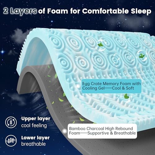 EnHomee 4 Inch Mattress Topper with 7-Zone Cooling Gel