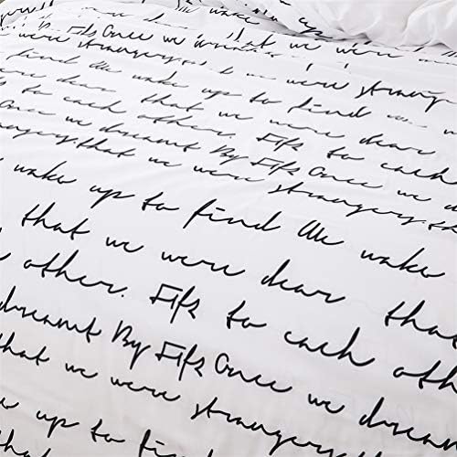 Homebed King Duvet Cover Set 3 Piece Reversible Love Letters White Black