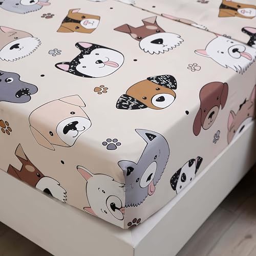 SDY 4PCS Dog Bedding Sheets Set Twin Size Kawaii Pattern