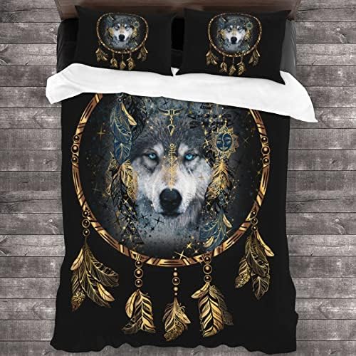 Yilad Wolf Dream Catcher Duvet Cover Set Twin Size 3 Piece