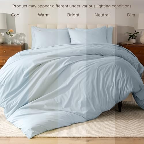 Bare Home Organic Cotton Duvet Cover Set - TwinTwin XL Winter Blue 1