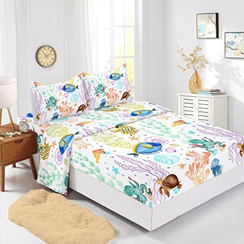 Sea Turtle Fitted Sheet Bed Set for Teens Adults