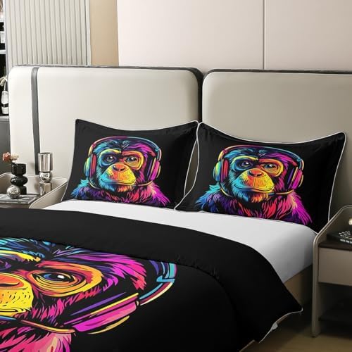Feelyou Cotton Duvet Cover Set with Cool Monkey Design