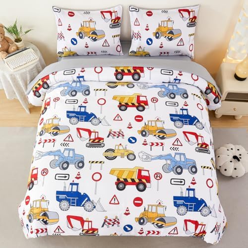 ANGIYUIN 5-Piece Cartoon Car Comforter Set for Kids