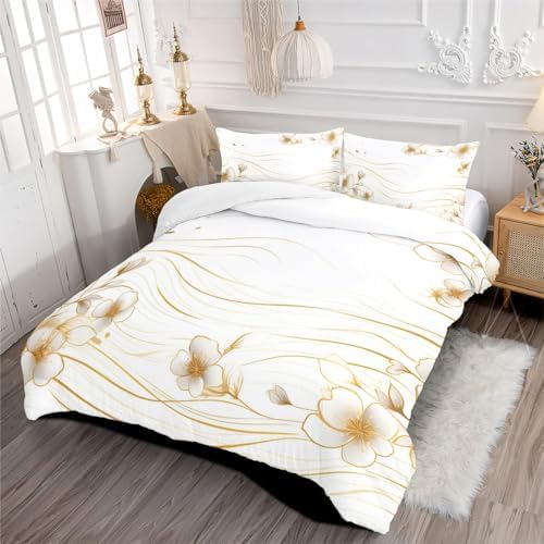 Cherry Blossom Duvet Cover Set Queen Size with Zipper and Pillowcases