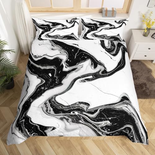 Feelyou Marble Texture Duvet Cover Set 3Pcs Queen Size 1