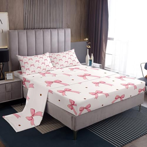 Feelyou Pink Bow Bed Sheet Set for Kids 1