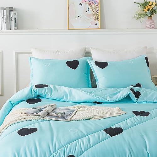Caressma Love Heart Pattern King Size Comforter Set