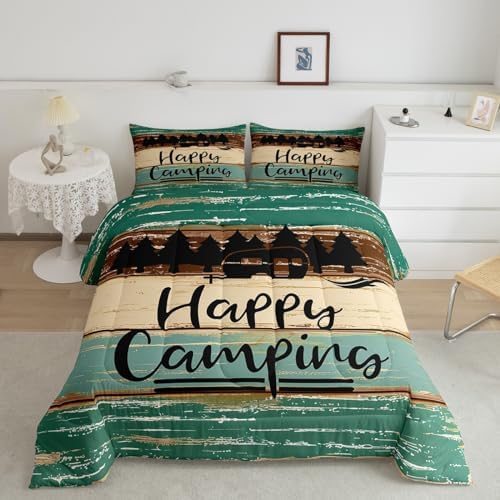 Erosebridal Happy Camping Queen Comforter Set