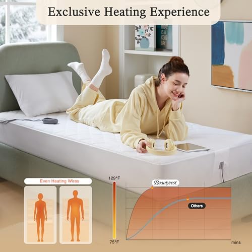 Beautyrest Heated Mattress Pad with 5 Heat Settings - Twin XL Size