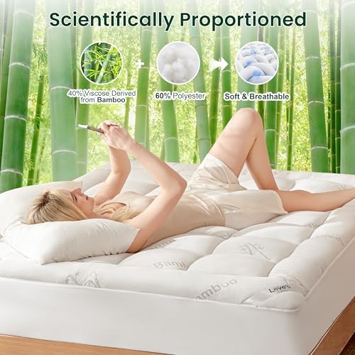 Loves Cabin Queen Mattress Topper Breathable 900 GSM Bamboo Rayon Pad