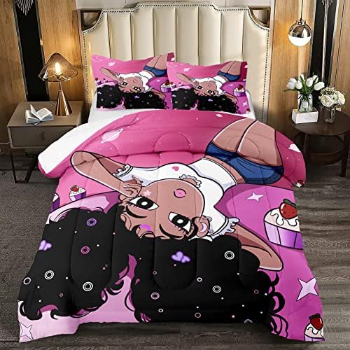 Black Girl Comforter Set 2 Piece Twin Size with Pillowcase