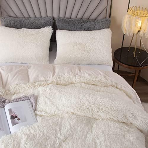 EMME Plush Shaggy Queen Duvet Cover Set 3 Pieces