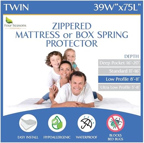 Four Seasons Essentials Twin Mattress Encasement Zippered Waterproof Protector