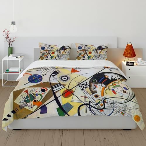 HOBBOY Breathable Kids Duvet Cover Set with Zipper 3pc Kandinsky Aesthetic Twin XL