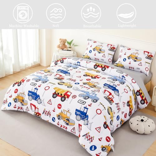 ANGIYUIN 5-Piece Cartoon Car Comforter Set for Kids