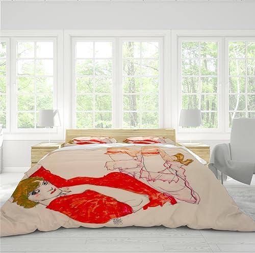 HOBBOY Beige 3pc Duvet Cover Set with Zipper Ties