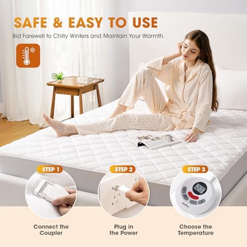 Valthie Heated Mattress Pad Twin XL 39x80 White