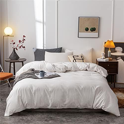 Janlive 100 Cotton Duvet Cover Set Twin - 2 Pieces White