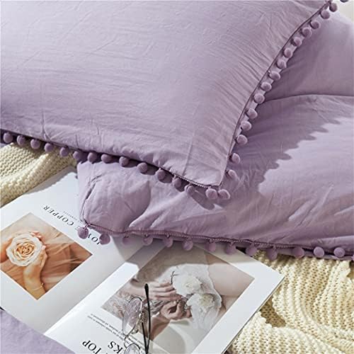 IHOUSTRIY Twin Duvet Cover Set with Pom Poms and Zipper Closure