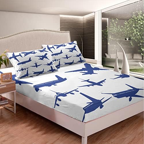 Feelyou Kids Airplane Sheet Set Twin Size with Deep Pocket