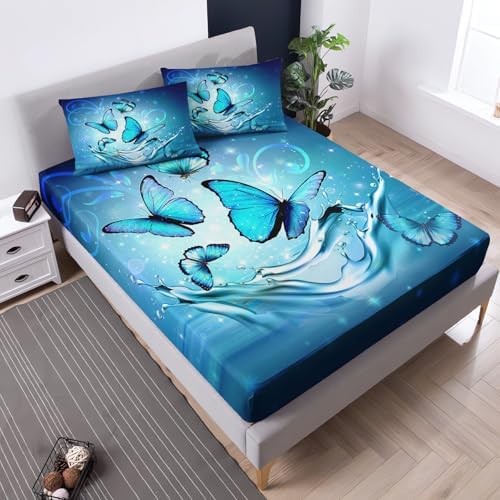 Fantasy Blue Butterfly Bedding Set for Kids