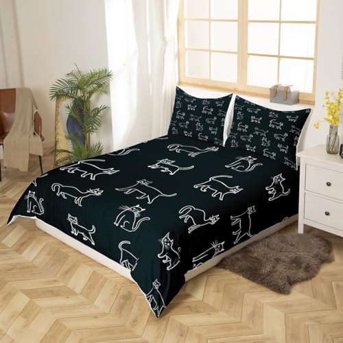 Castle Fairy Cute Cat Duvet Cover Set Queen Size 3 Pieces