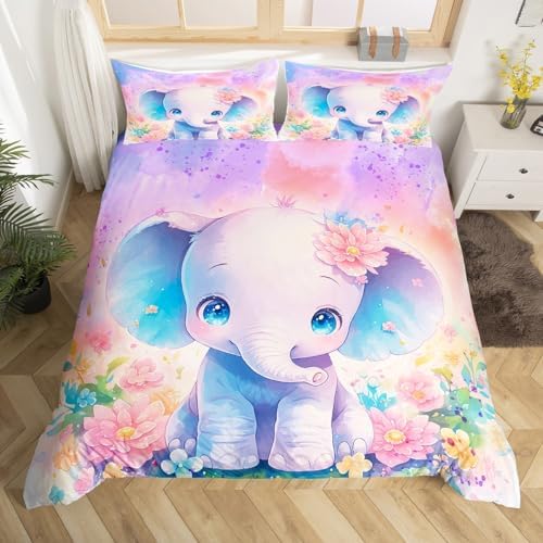 Feelyou Kids Elephant Duvet Cover Set Queen Size 1