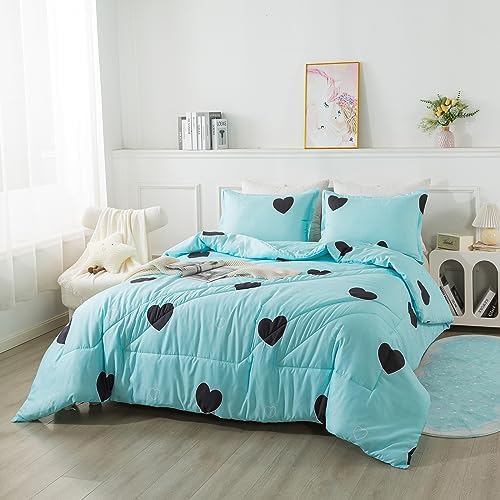 Caressma Love Heart Pattern King Size Comforter Set