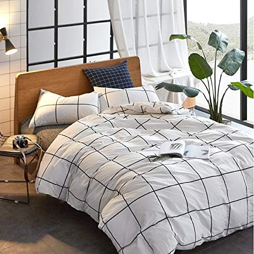 Houseri Jumeey Plaid Duvet Cover Queen Size Set