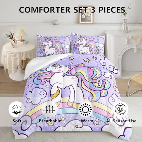 Axolotl Rainbow Unicorn Comforter Set Twin