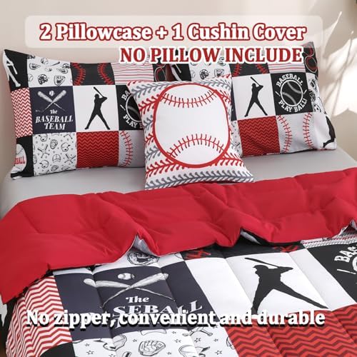6 Pcs Baseball Bedding Set for Boys Kids Teens