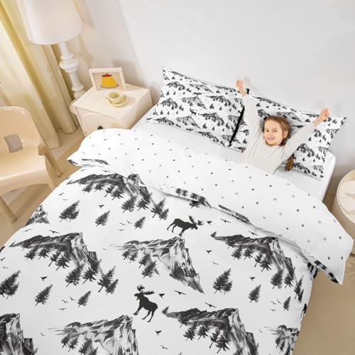 Jejeloiu Cute Deer Duvet Cover Set 3Pcs