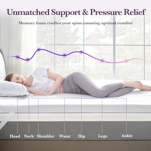 SINWEEK 3 Inch Gel Memory Foam Mattress Topper Twin Size